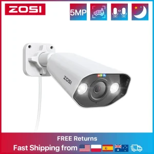 Outdoor PoE Security Camera Two Way Audio HDR Color Night Vision